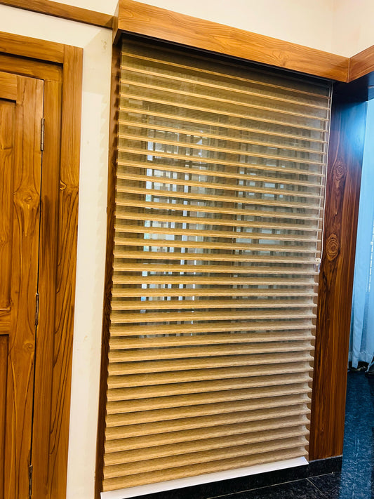 Wooden Blinds 4 – Premium Dual Layer Fabric (Custom Size Available